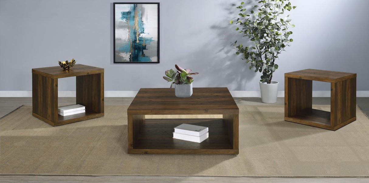 Frisco Dark Pine 3-Piece Coffee and End Table Set by Coaster at Eve Furniture