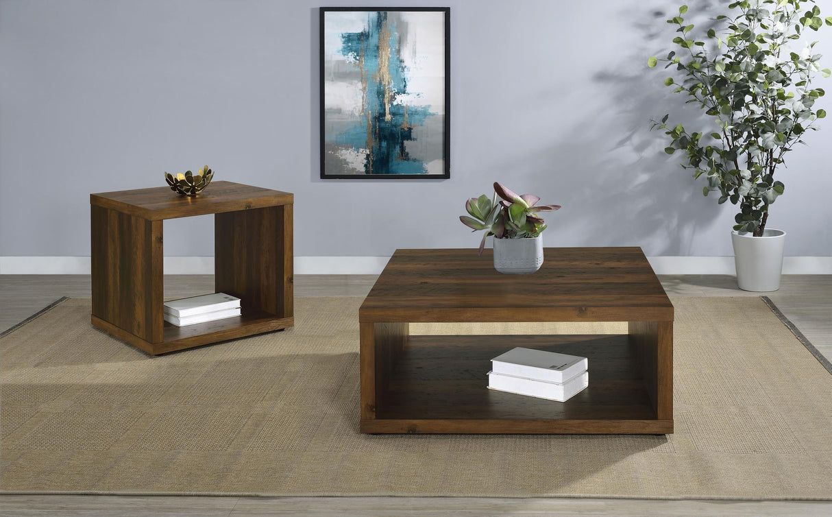 Frisco Dark Pine Square Engineered Wood Side End Table by Coaster at Eve Furniture