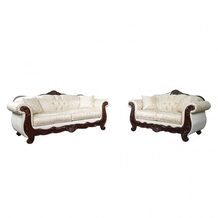 Frisina Beige/Dark Cherry 2-Piece Living Room Set by Furniture of America at Eve Furniture