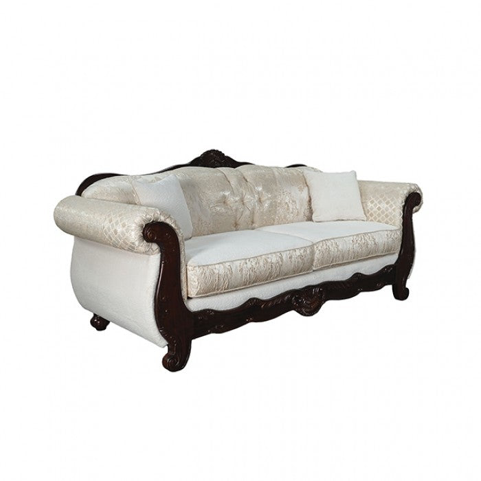 Frisina Beige/Dark Cherry 2-Piece Living Room Set by Furniture of America at Eve Furniture