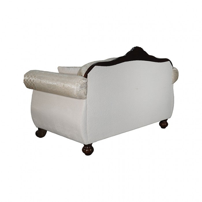 Frisina Beige/Dark Cherry Loveseat by Furniture of America at Eve Furniture