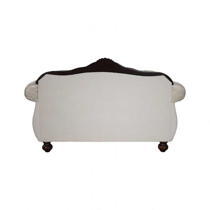 Frisina Beige/Dark Cherry Loveseat by Furniture of America at Eve Furniture