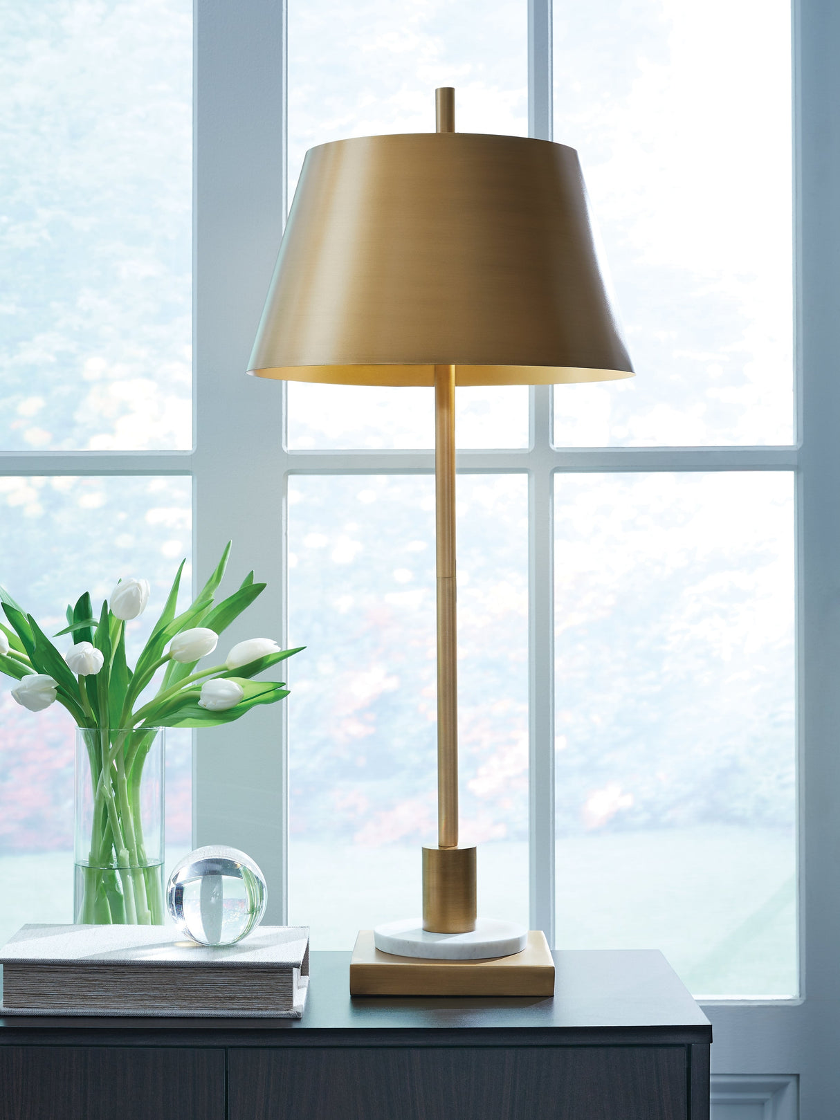 Fritzburn Gold Finish/White Table Lamp by Ashley at Eve Furniture