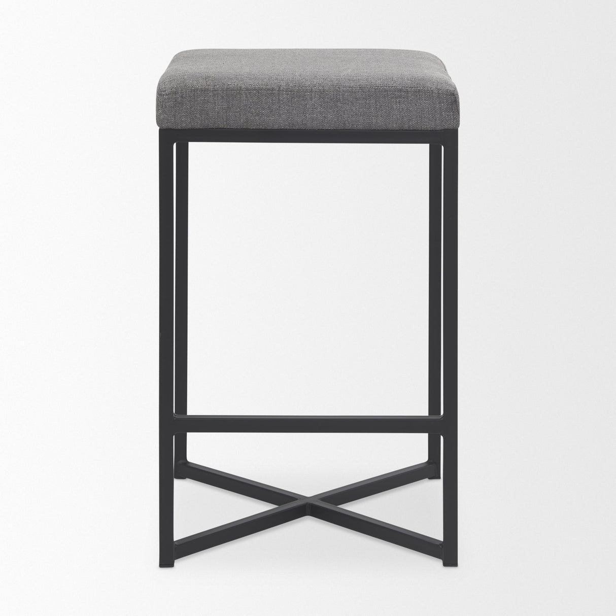 Frodo 26.4H Gray Fabric Seat W/Black Iron Frame Counter Stool by Mercana at Eve Furniture