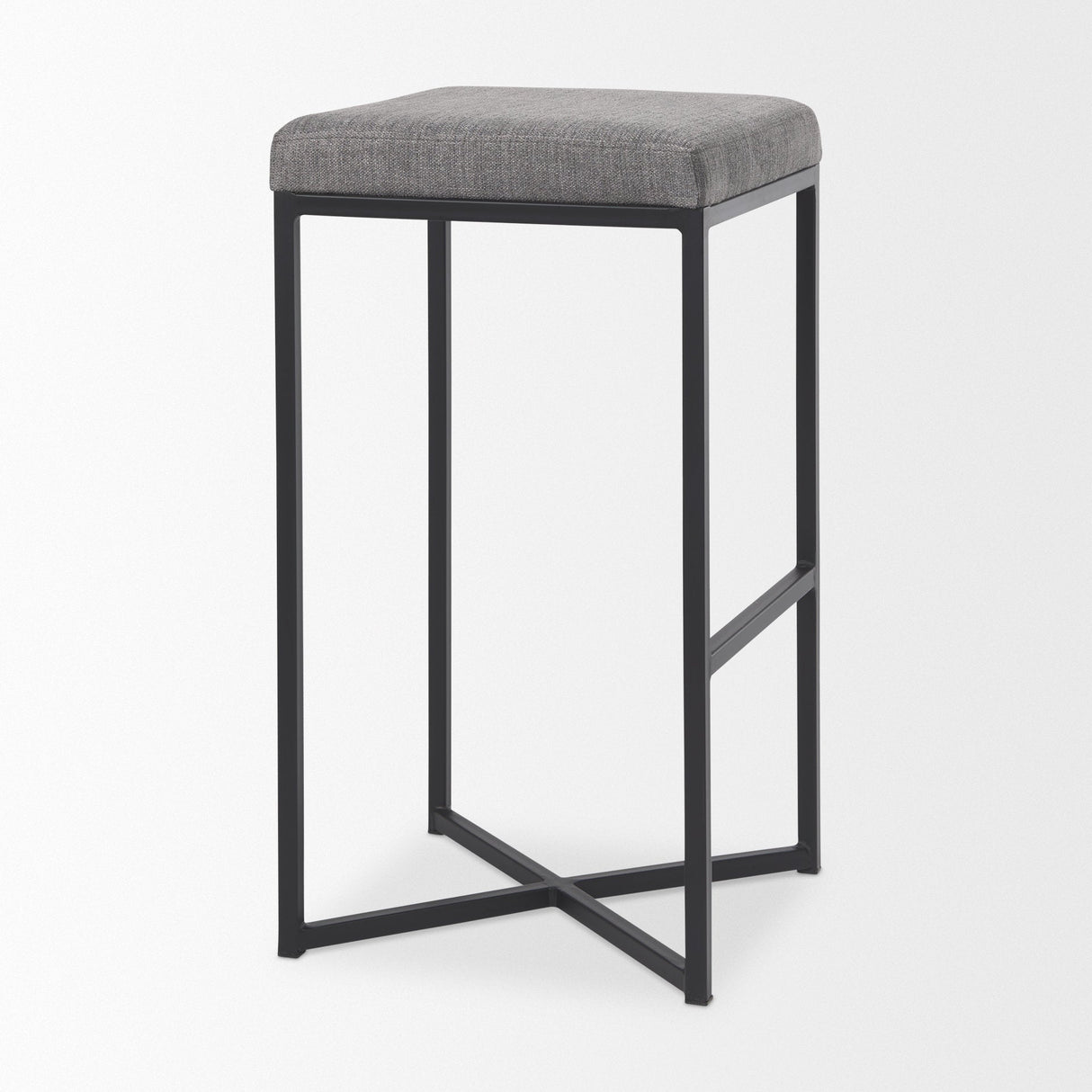 Frodo 29.75H Gray Fabric Seat W/Black Iron Frame Bar Stool by Mercana at Eve Furniture