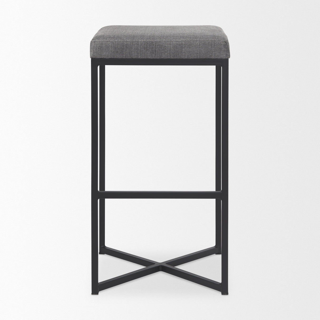 Frodo Gray Fabric Seat W/Black Iron Frame Bar Stool by Mercana at Eve Furniture