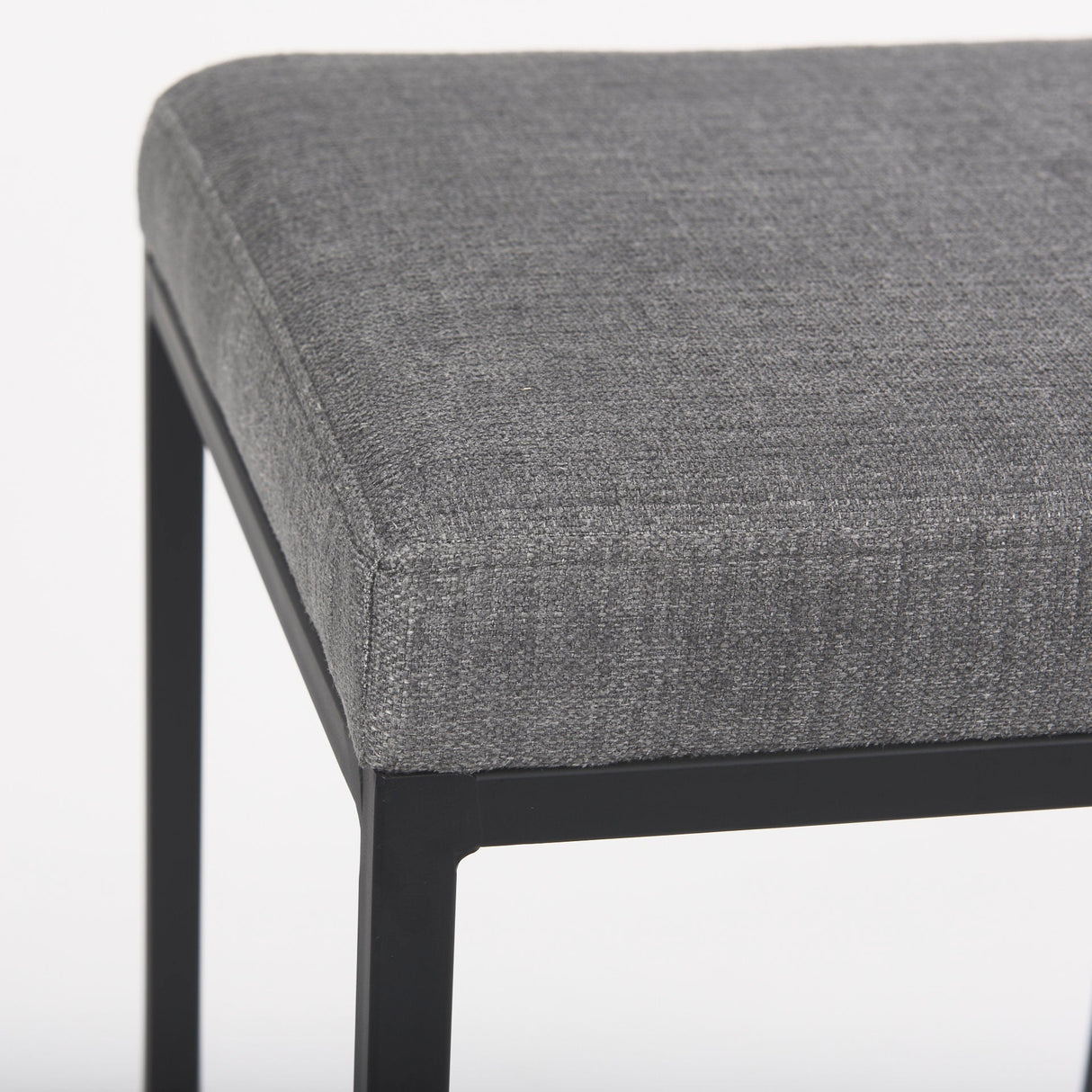 Frodo Gray Fabric Seat W/Black Iron Frame Bar Stool by Mercana at Eve Furniture