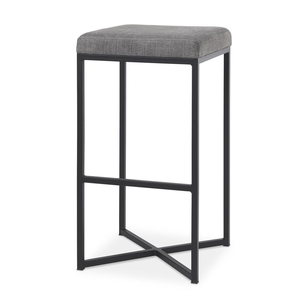 Frodo Gray Fabric Seat W/Black Iron Frame Bar Stool by Mercana at Eve Furniture