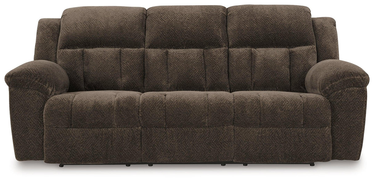 Frohn Chocolate Manual Reclining Sofa by Ashley at Eve Furniture