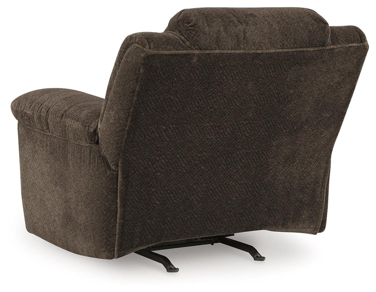Frohn Chocolate Recliner by Ashley at Eve Furniture