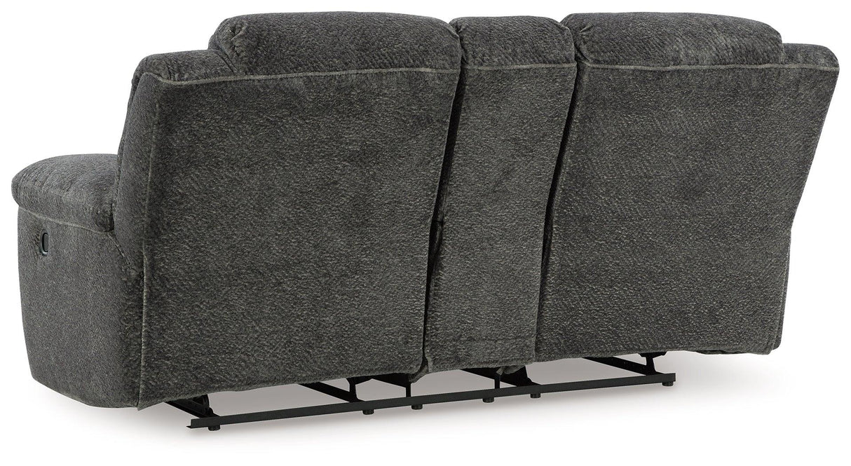 Frohn Graphite Manual Reclining Loveseat with Console by Ashley at Eve Furniture