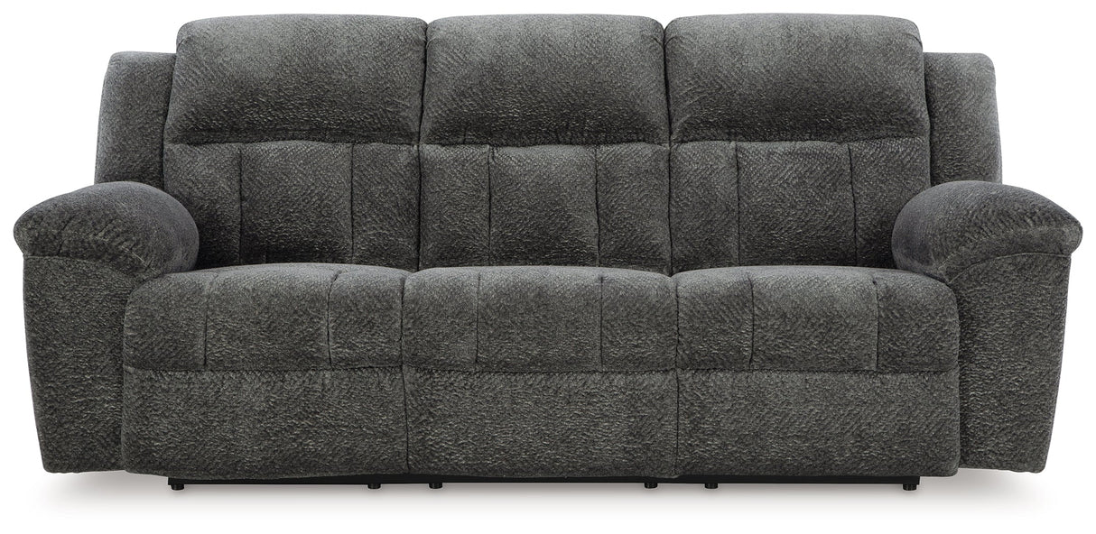 Frohn Graphite Manual Reclining Sofa and Loveseat by Ashley at Eve Furniture
