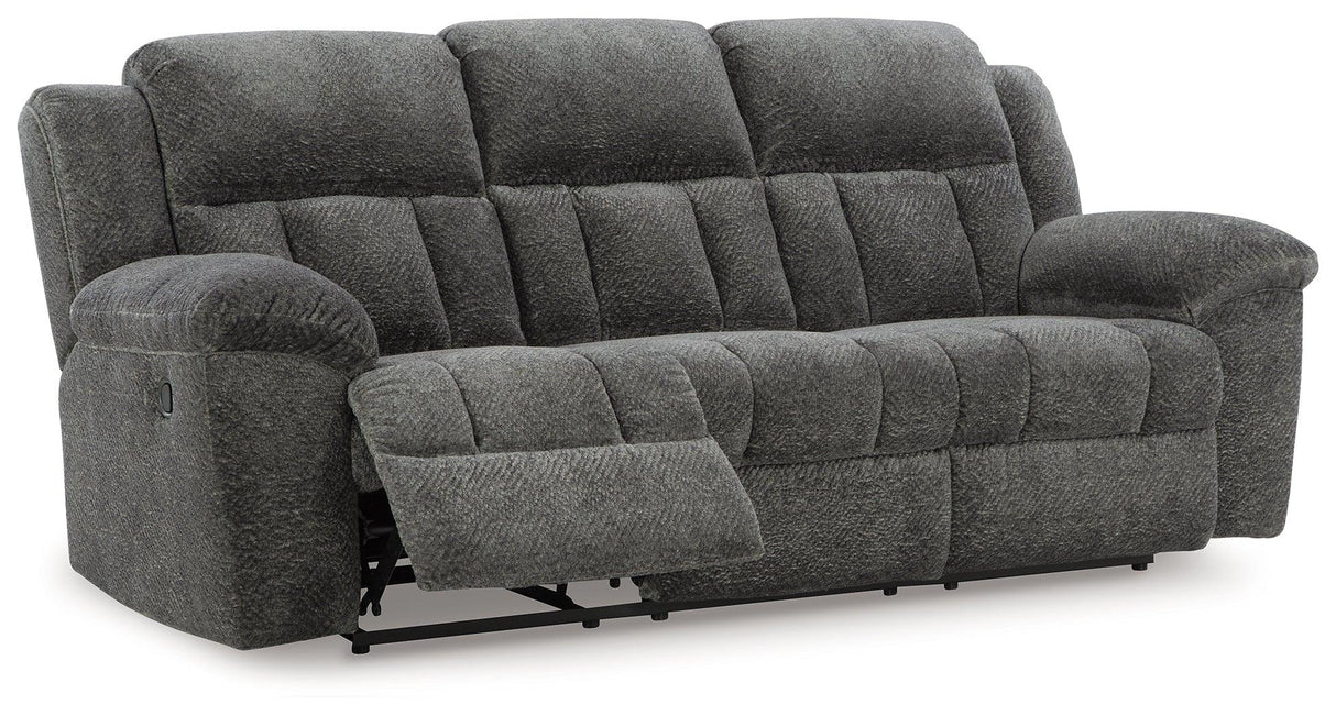 Frohn Graphite Manual Reclining Sofa by Ashley at Eve Furniture