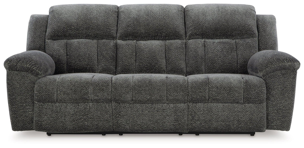 Frohn Graphite Manual Reclining Sofa by Ashley at Eve Furniture