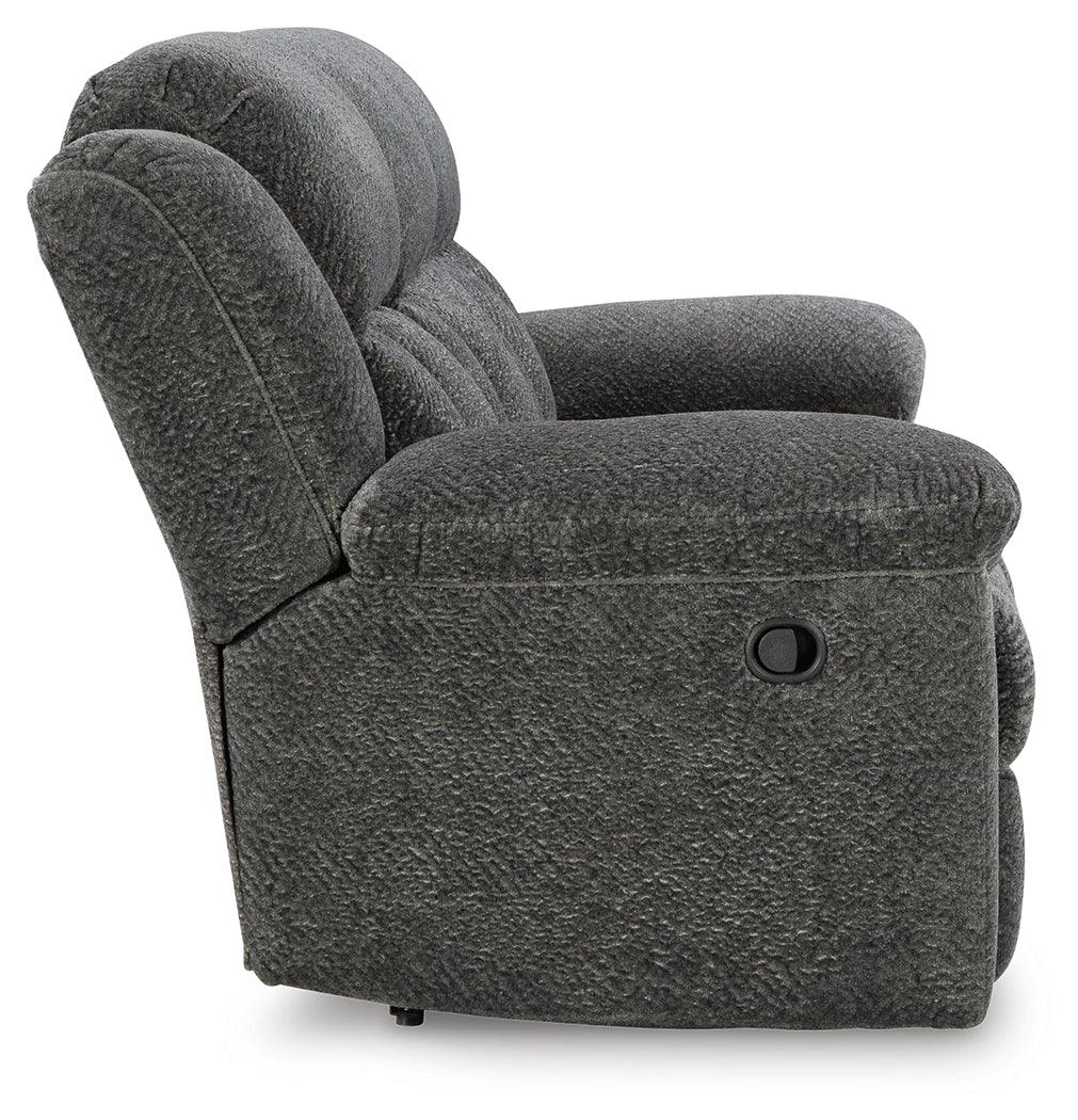 Frohn Graphite Manual Reclining Sofa by Ashley at Eve Furniture