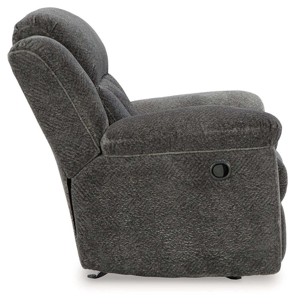 Frohn Graphite Recliner by Ashley at Eve Furniture