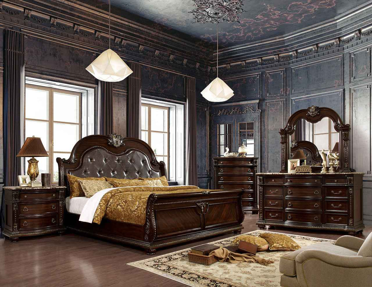 Fromberg Brown Cherry 4-Piece Queen Bedroom Set by Furniture of America at Eve Furniture