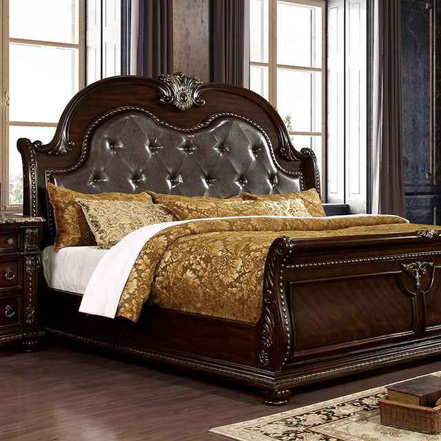 Fromberg Brown Cherry 4-Piece Queen Bedroom Set by Furniture of America at Eve Furniture