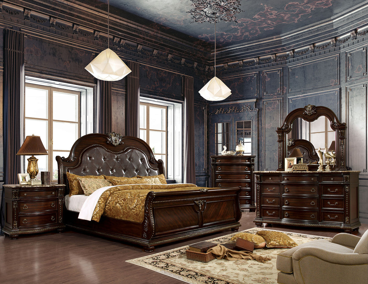 Fromberg Brown Cherry 5-Piece Queen Bedroom Set by Furniture of America at Eve Furniture