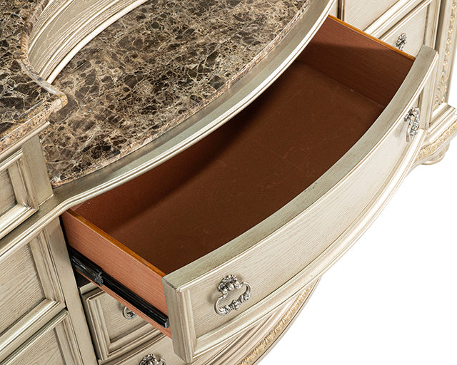 Fromberg Gold Champagne Dresser w/ Marble Top by Furniture of America at Eve Furniture