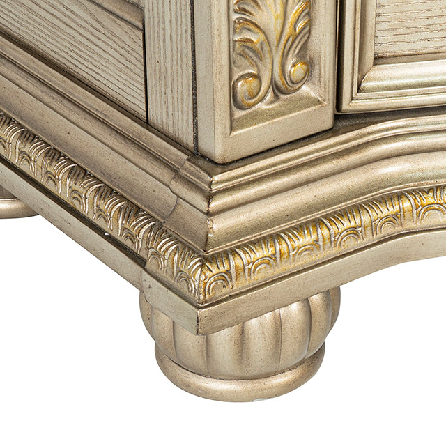 Fromberg Gold Champagne Nightstand w/ Marble Top by Furniture of America at Eve Furniture