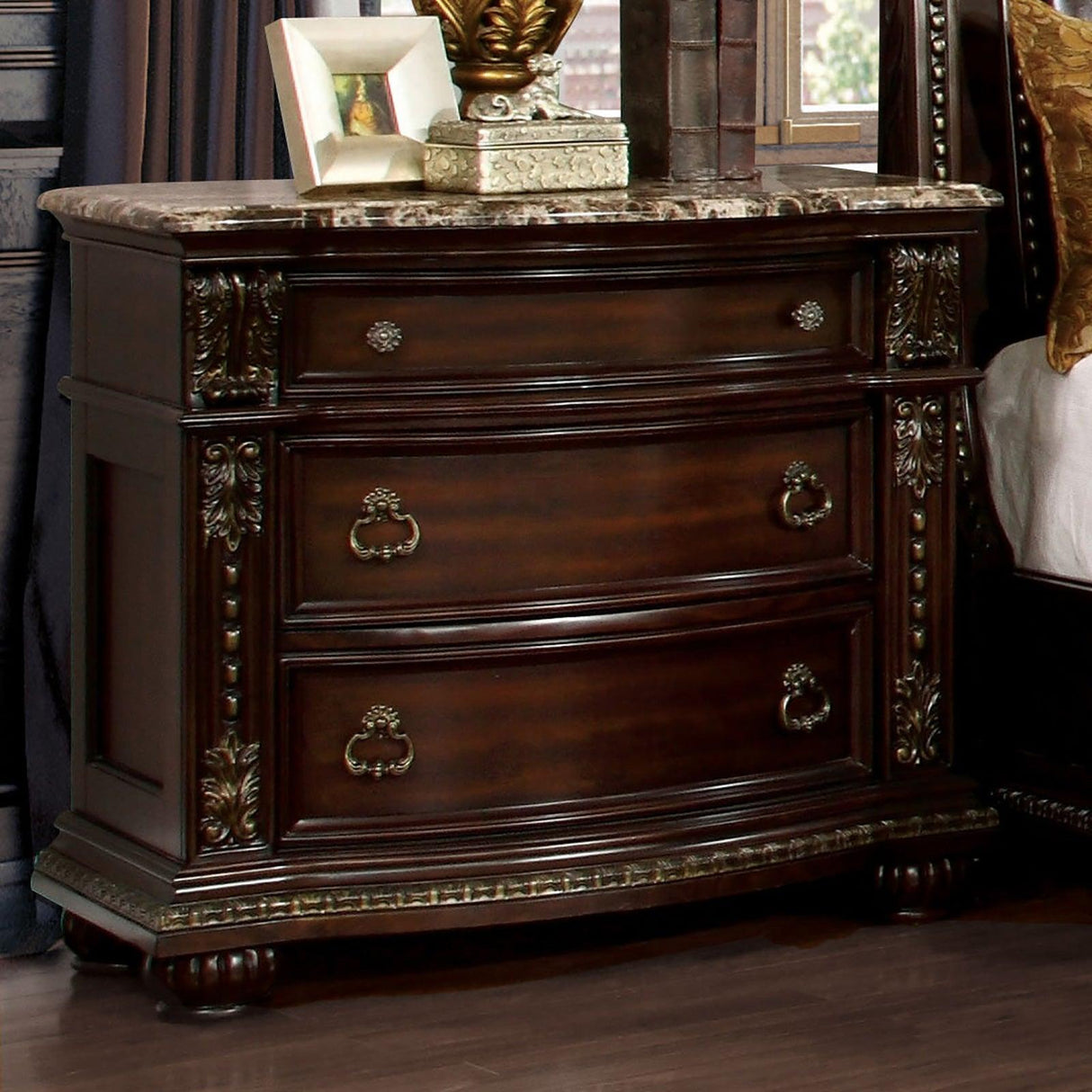Fromberg Brown Cherry Nightstand by Furniture of America at Eve Furniture