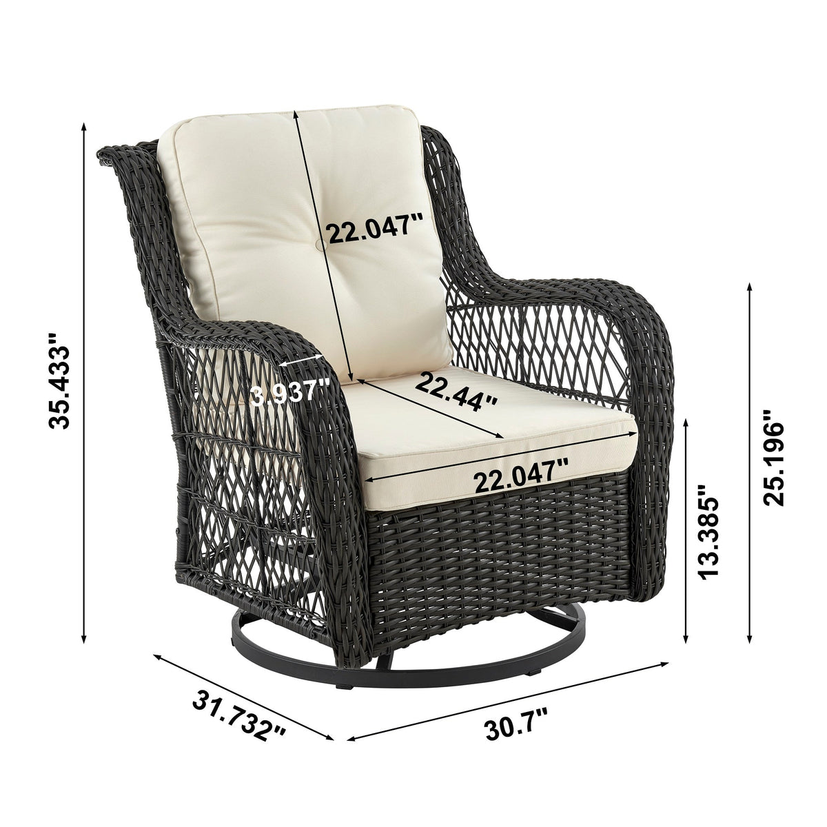Fruttuo Patio 2-Person Seating Group with End Table with Cream Cushions by Manhattan Comfort at Eve Furniture