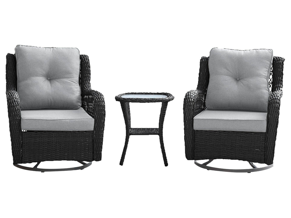 Fruttuo Patio 2-Person Seating Group with End Table with Grey Cushions by Manhattan Comfort at Eve Furniture