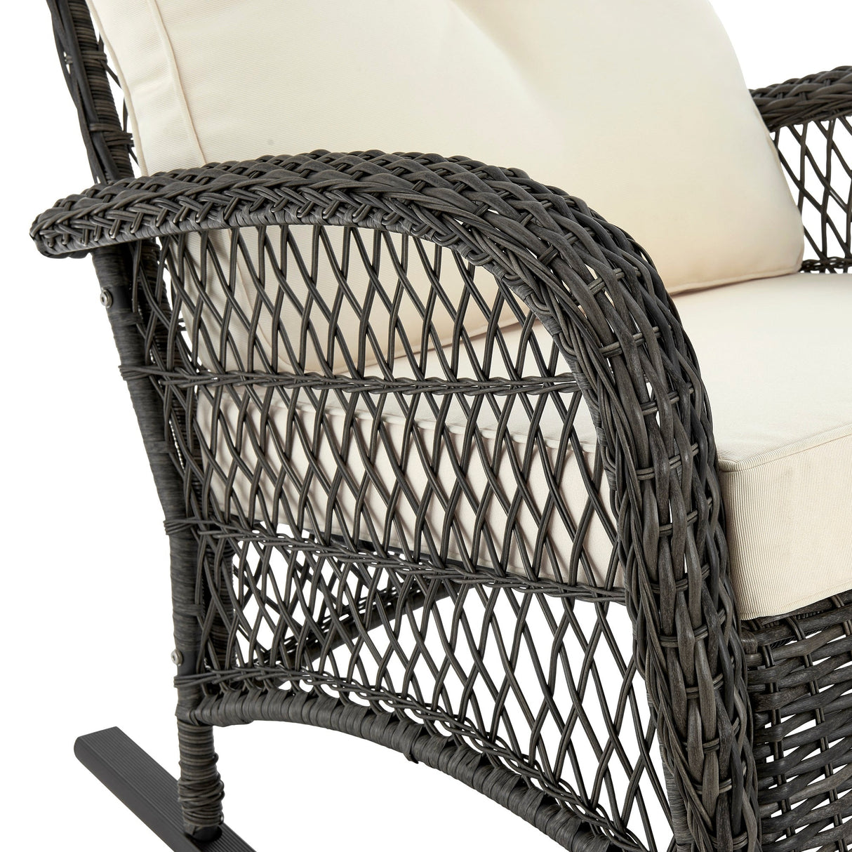 Fruttuo Patio Rocking Chair with Cream Cushions by Manhattan Comfort at Eve Furniture