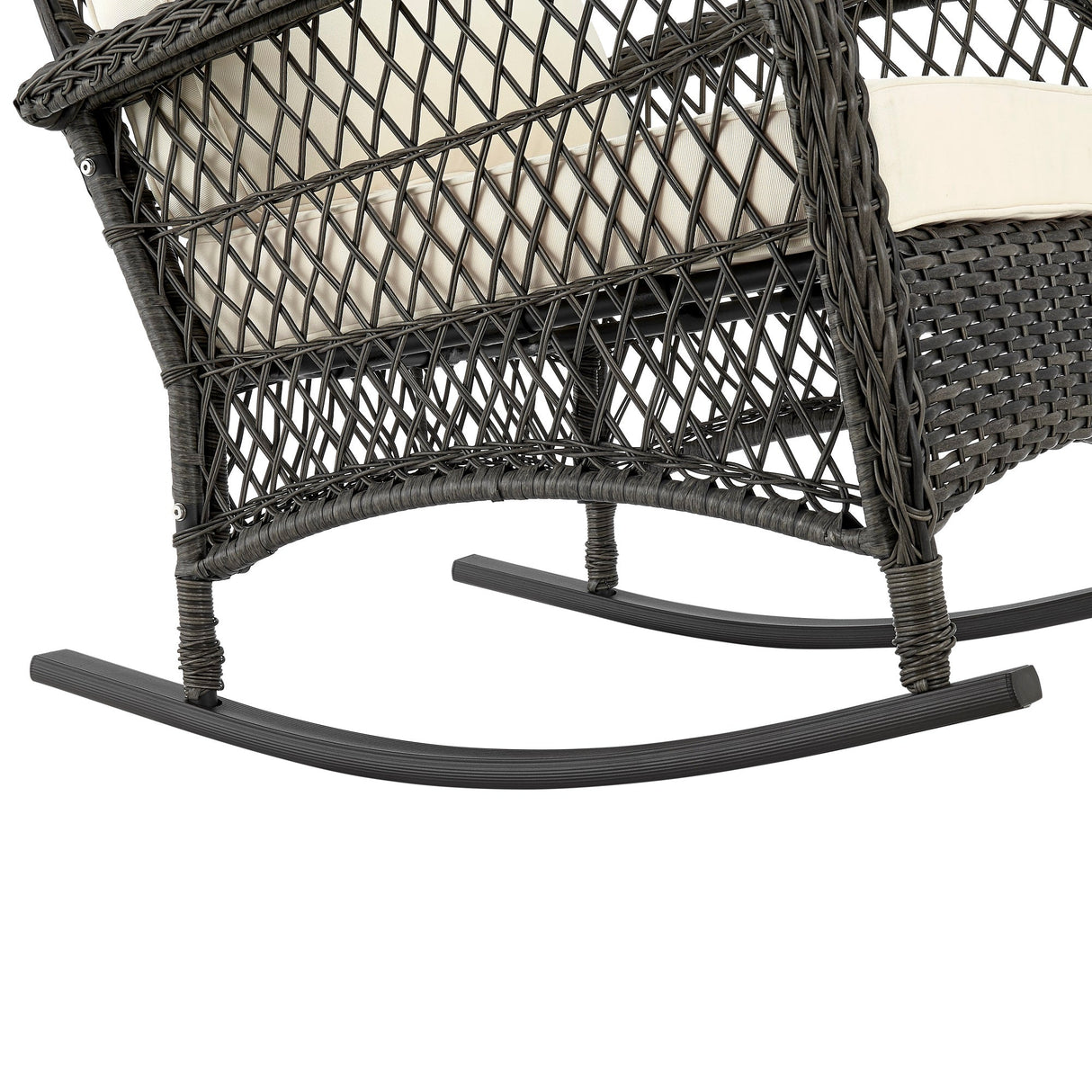 Fruttuo Patio Rocking Chair with Cream Cushions by Manhattan Comfort at Eve Furniture