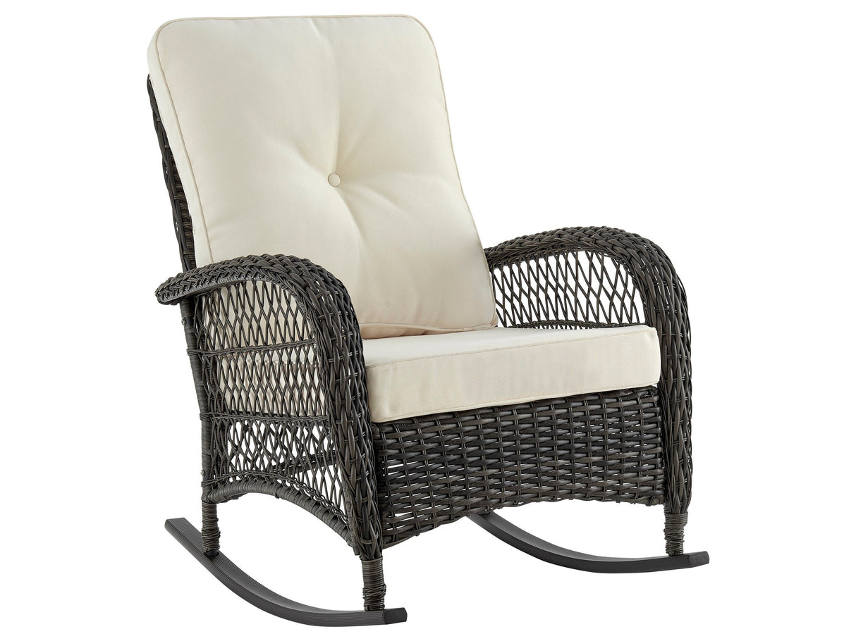 Fruttuo Patio Rocking Chair with Cream Cushions by Manhattan Comfort at Eve Furniture