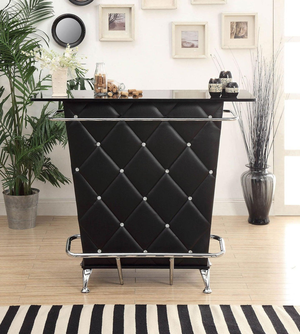 Fuero Black/Chrome Bar Table by Furniture of America at Eve Furniture