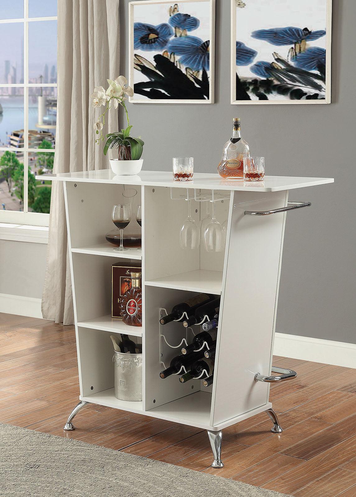 Fuero White/Chrome Bar Table by Furniture of America at Eve Furniture