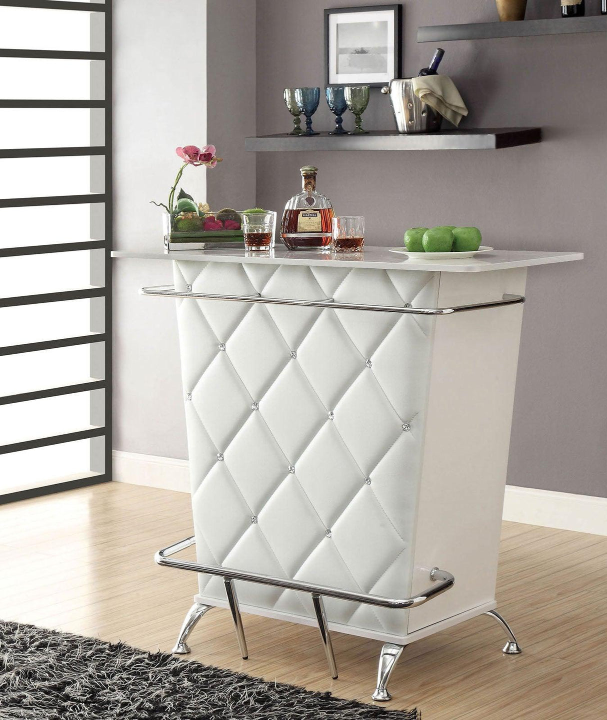 Fuero White/Chrome Bar Table by Furniture of America at Eve Furniture