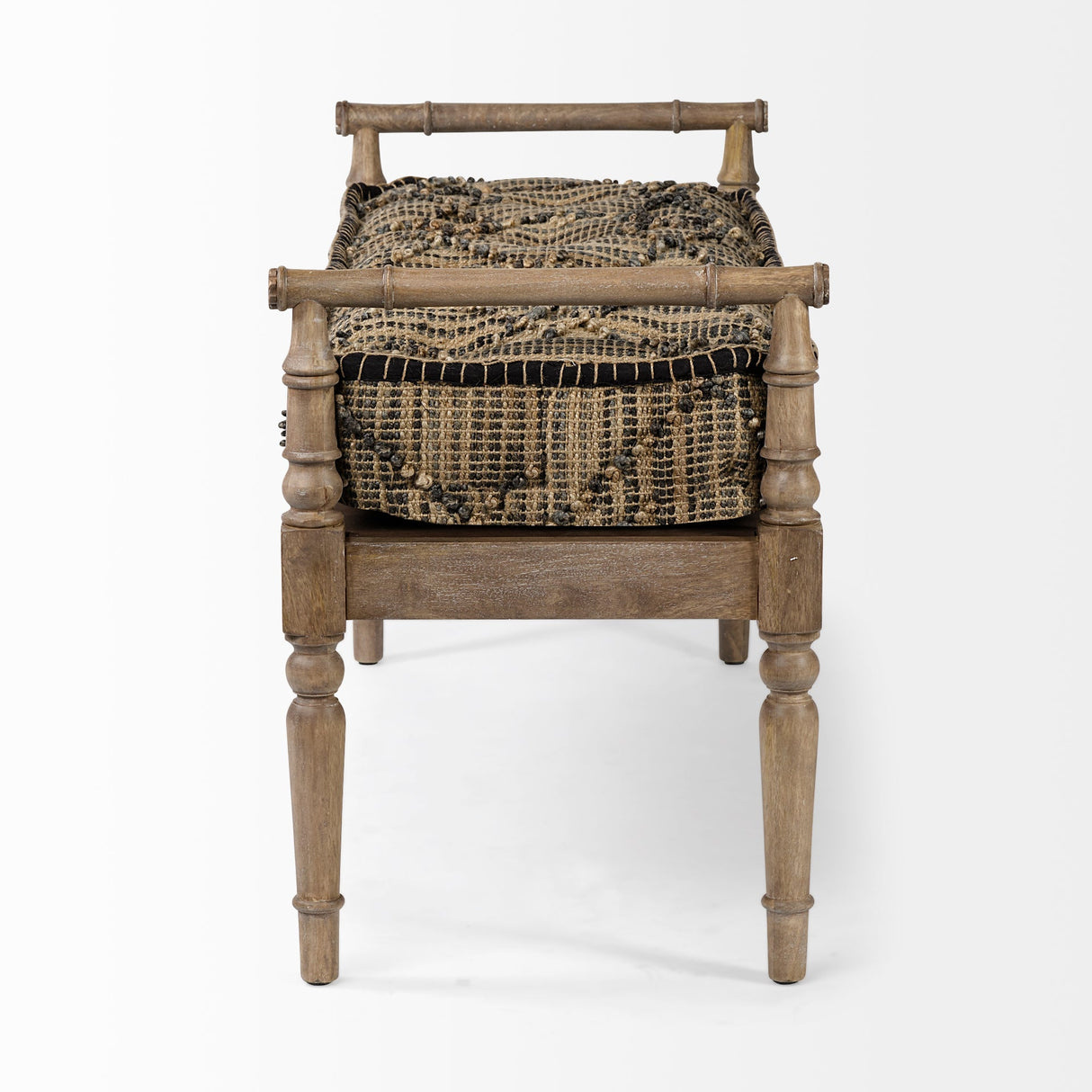 Fullerton II Jute Patterned Top W/Brown Wood Base Accent Bench by Mercana at Eve Furniture