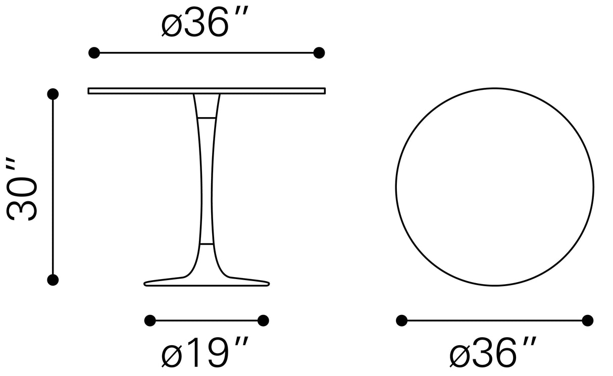 Fullerton White & Gold Dining Table by Zuomod at Eve Furniture