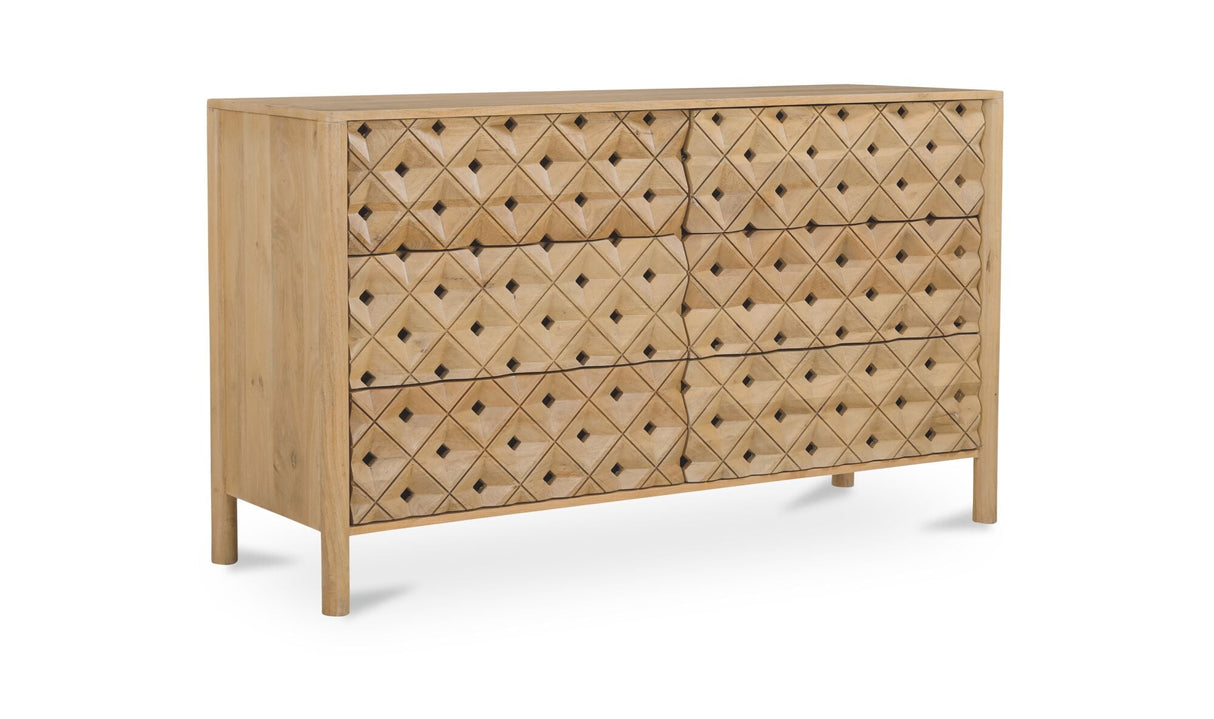 Fulton 6 Drawer Dresser Natural by Moe's Home at Eve Furniture
