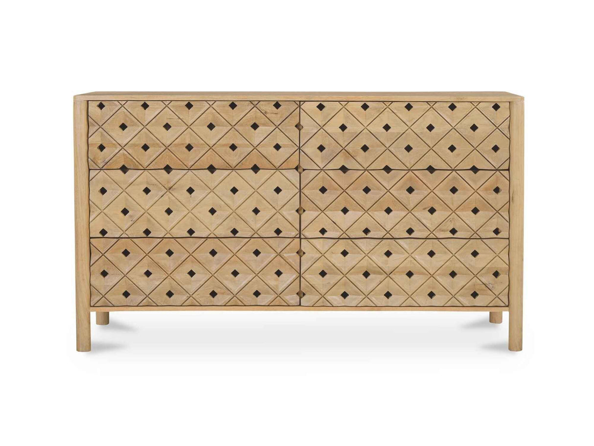 Fulton Natural 6 Drawer Dresser by Moe's Home at Eve Furniture