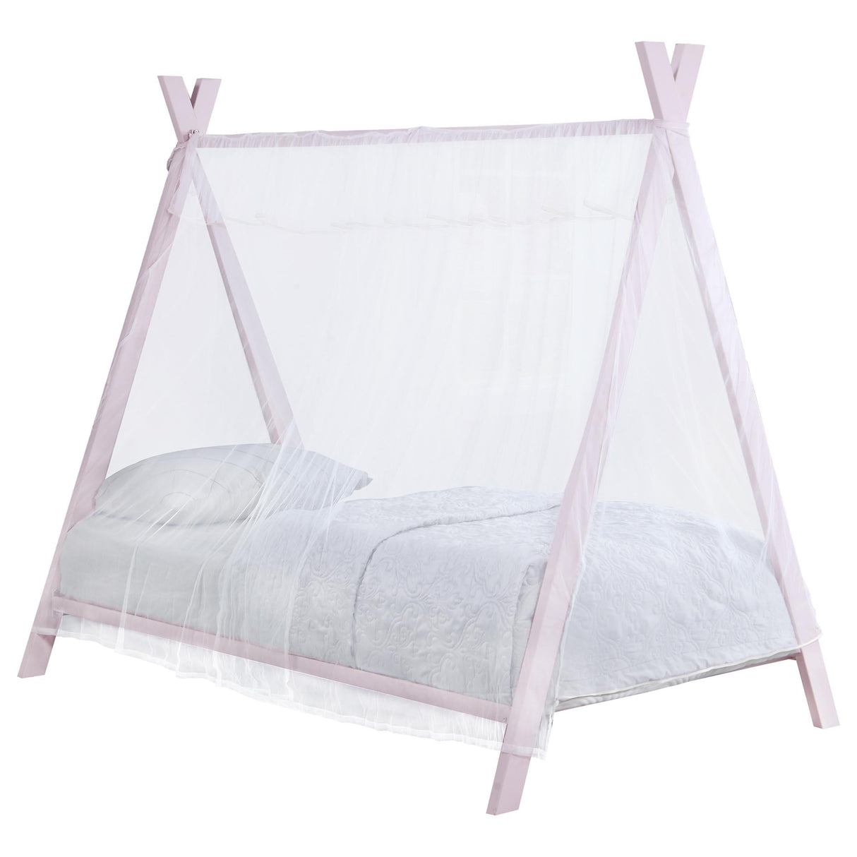 Fultonville Pink Metal Twin Tent Bed with 7-inch Mattress by Coaster at Eve Furniture