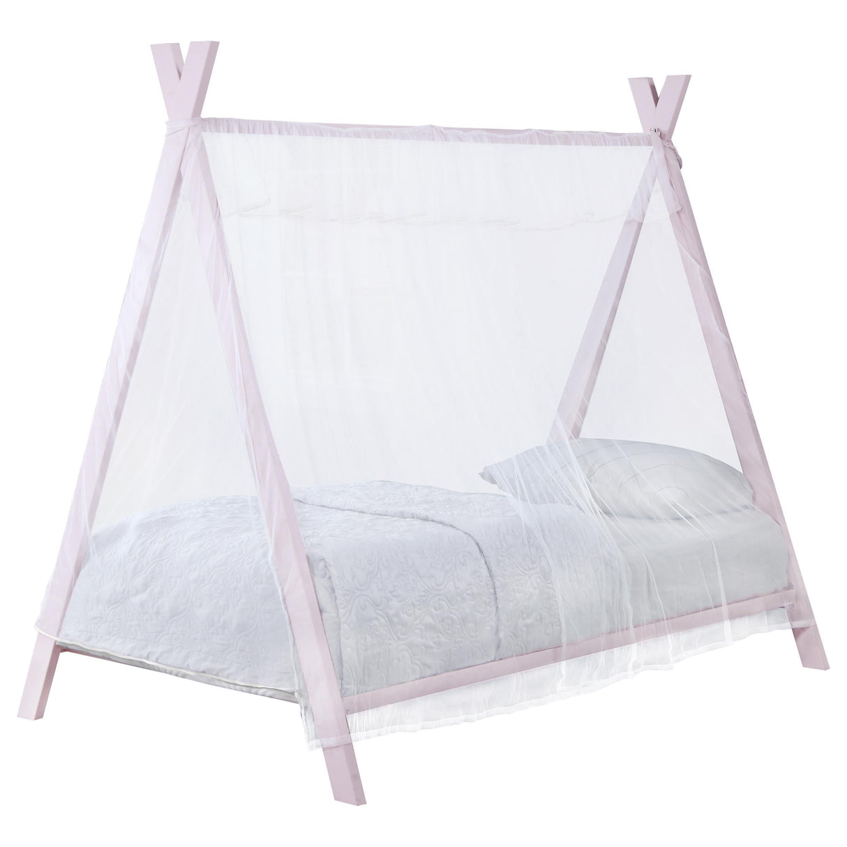 Fultonville Pink Metal Twin Tent Bed with 7-inch Mattress by Coaster at Eve Furniture