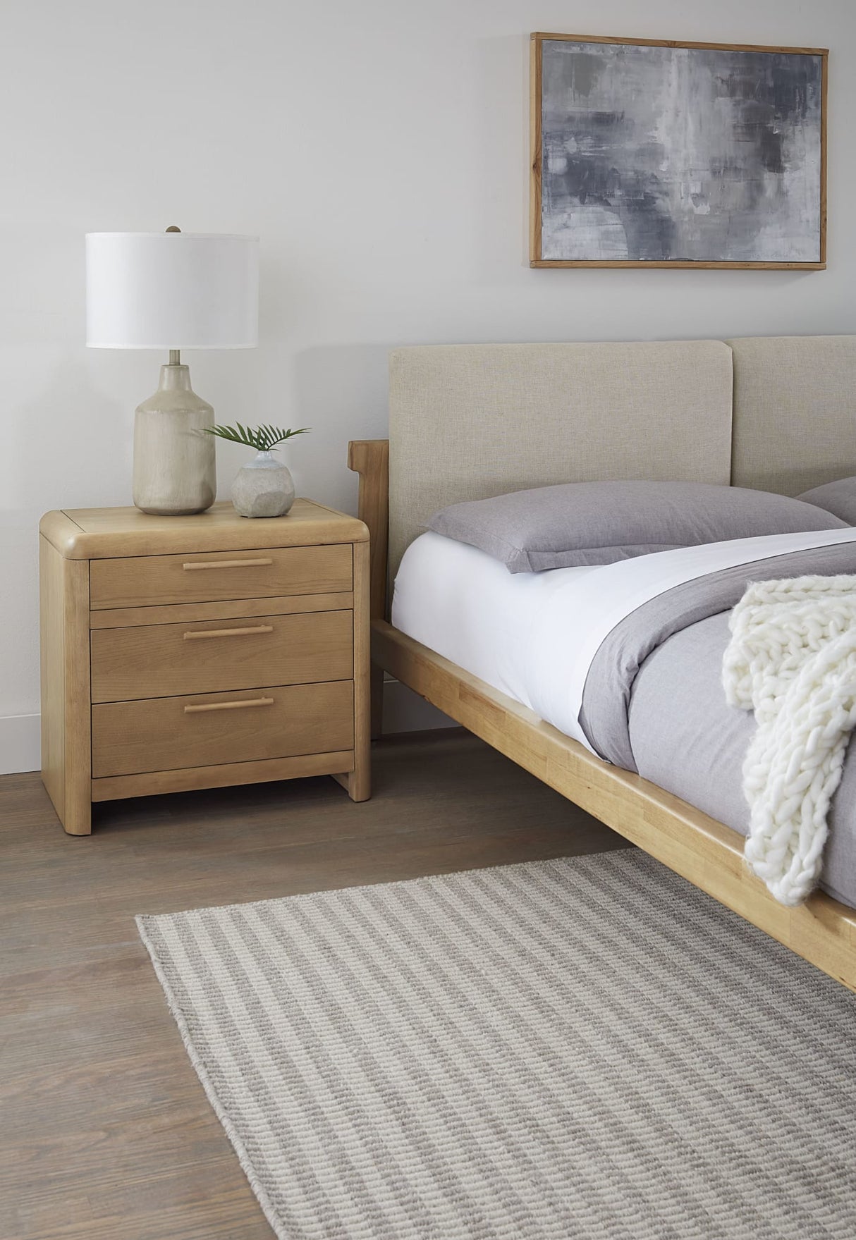 Furano Ginger Three Drawer Ash Wood Nightstand by Modus Furniture at Eve Furniture