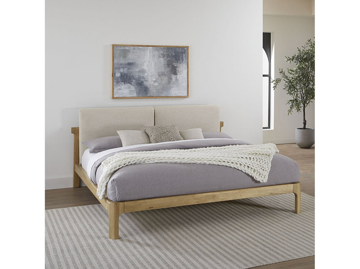 Furano Queen Upholstered Two Cushion Platform Bed in Ginger and Natural Linen by Modus Furniture at Eve Furniture