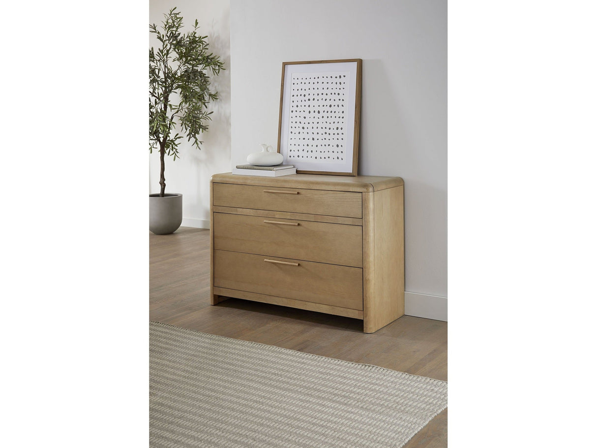 Furano Three Drawer Ash Wood Bachelor Chest in Ginger by Modus Furniture at Eve Furniture