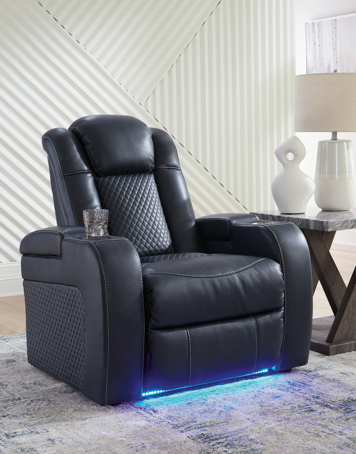 Fyne-Dyme Sapphire Dual Power Recliner by Ashley at Eve Furniture