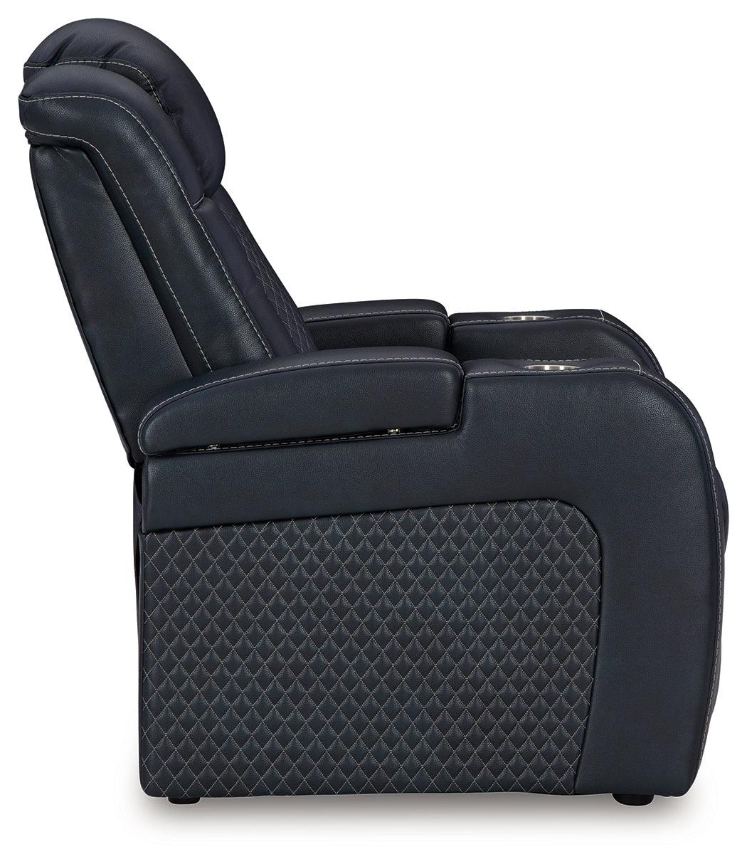 Fyne-Dyme Sapphire Dual Power Recliner by Ashley at Eve Furniture