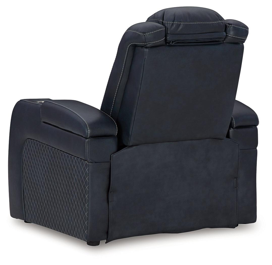 Fyne-Dyme Sapphire Dual Power Recliner by Ashley at Eve Furniture