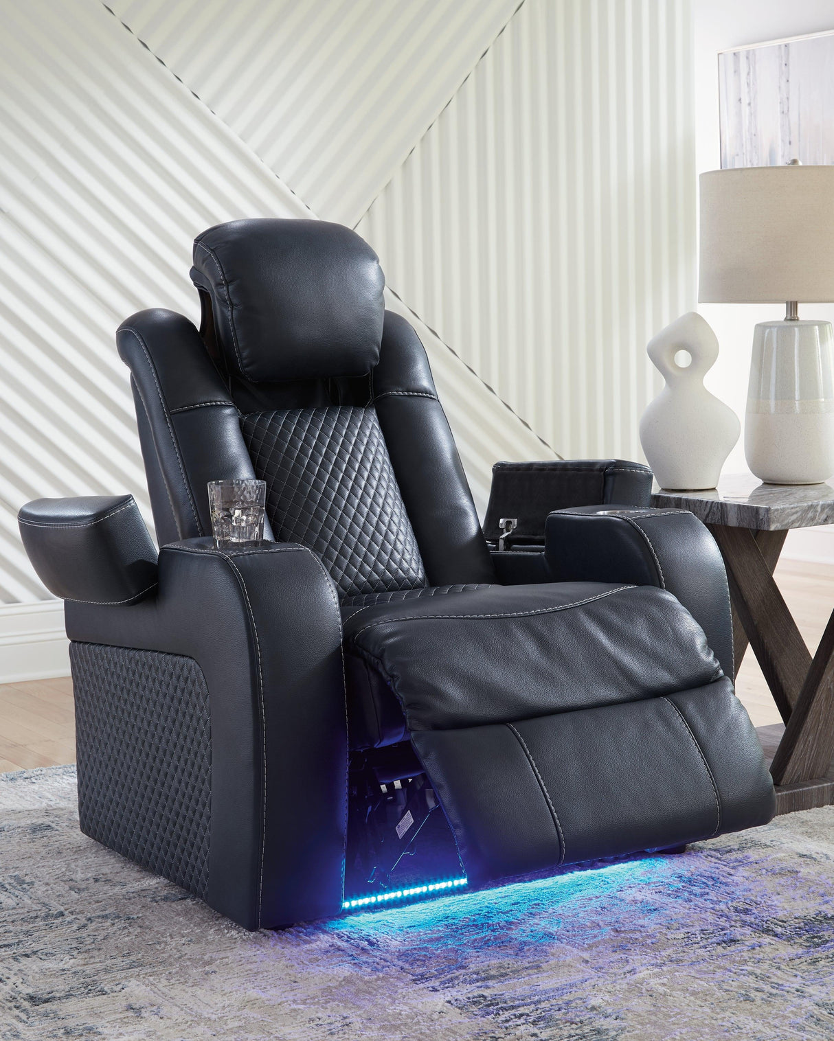 Fyne-Dyme Sapphire Dual Power Recliner by Ashley at Eve Furniture
