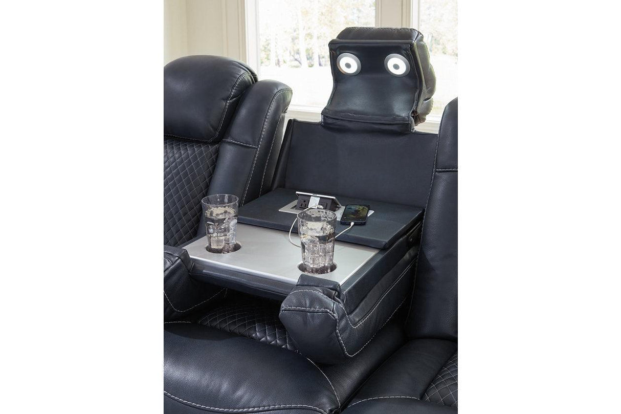 Fyne-Dyme Sapphire Dual Power Reclining Sofa and Loveseat by Ashley at Eve Furniture