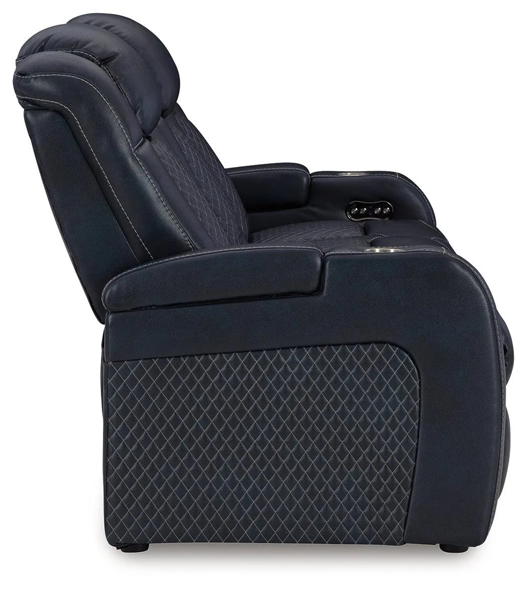 Fyne-Dyme Sapphire Dual Power Reclining Sofa by Ashley at Eve Furniture