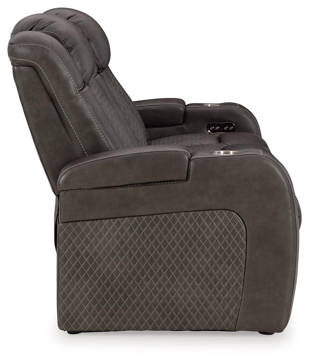 Fyne-Dyme Shadow Dual Power Reclining Sofa by Ashley at Eve Furniture